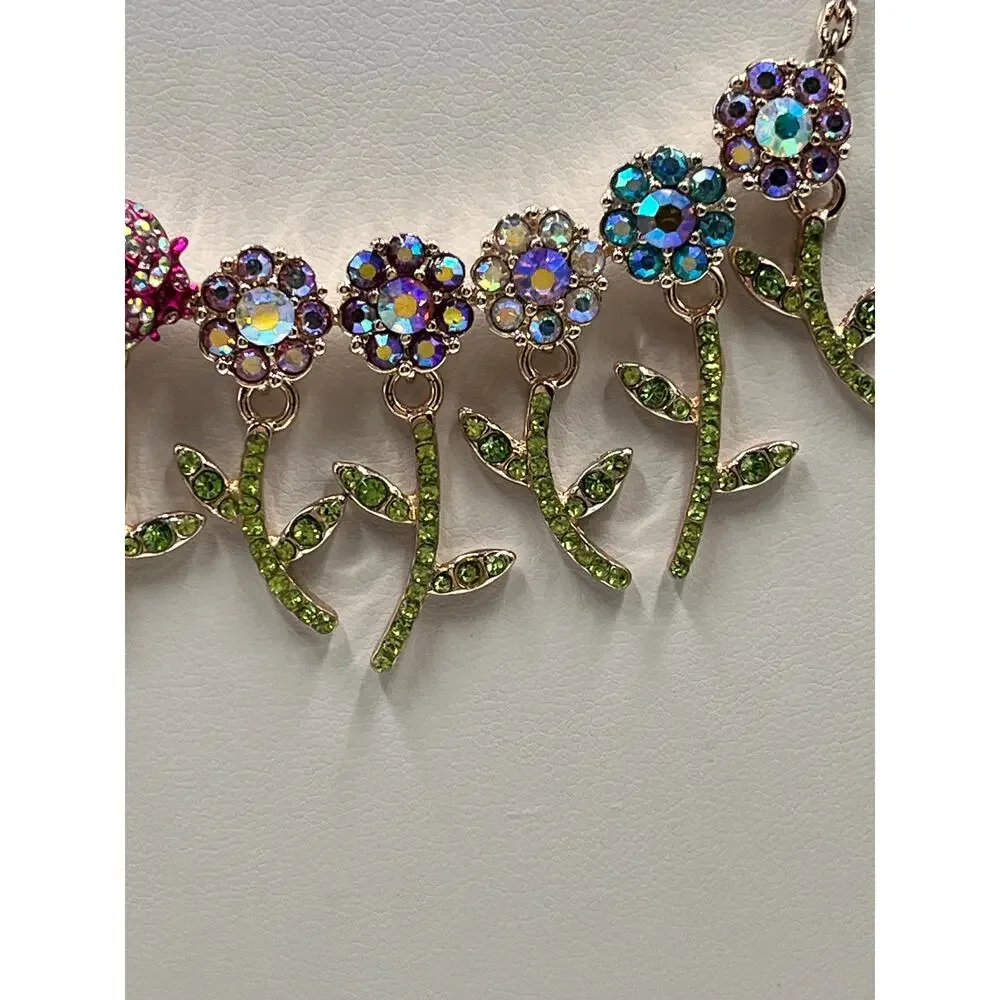 Betsey Johnson Rose‎ Gold 20 Six Flower Daisy Pearl Ladybug Rhinestone Necklace